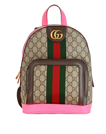 Ophidia Small Backpack, £650, Handbags, Beige/Pink, Canvas, Front view